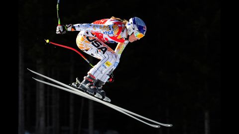 Vonn makes a jump during the FIS World Cup women's downhill in Tarvisio on March 5, 2011. Vonn won the downhill World Cup title for the fourth year in a row.