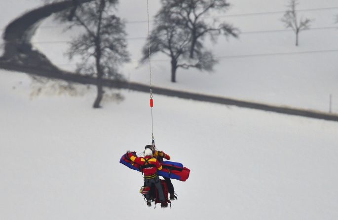 Vonn is airlifted on February 5.