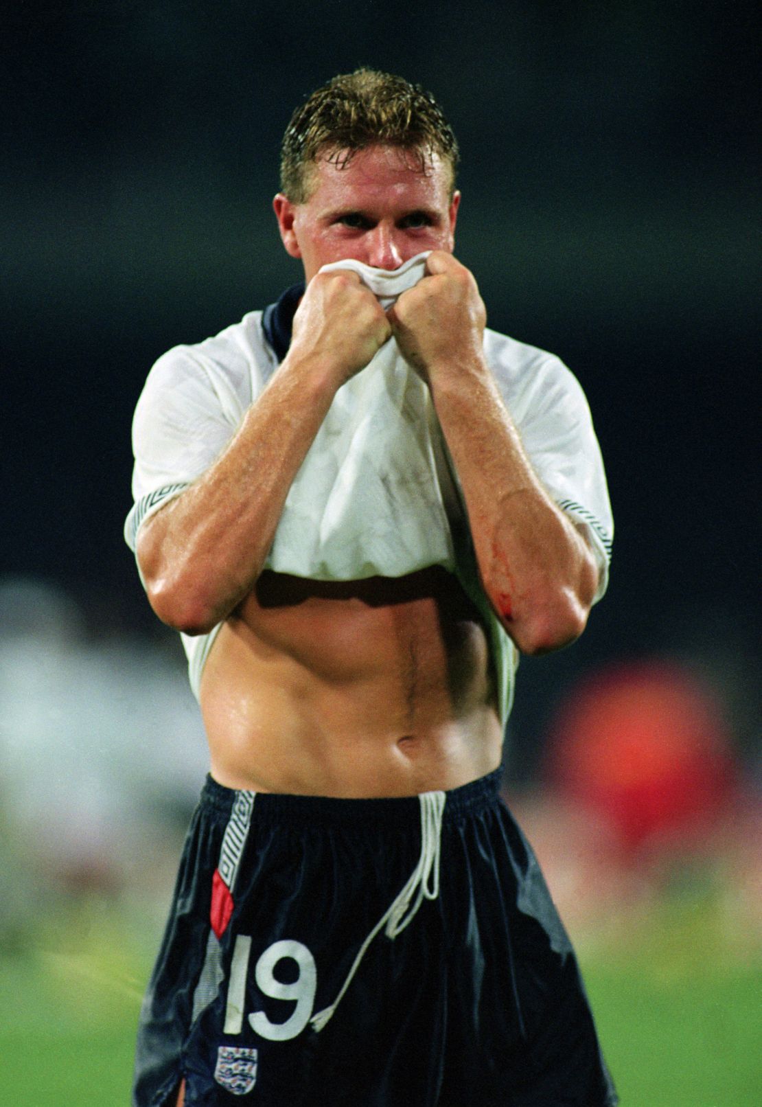 Gascoigne's tears made headlines as England exited the 1990 World Cup to Germany in the semifinals. 