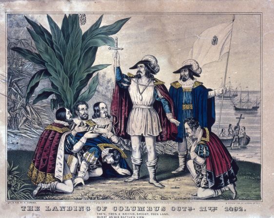 The explorer landed on the island of Guanahani in the Bahamas on October 12, 1492. Columbus and a crew of 90 people set sail about 10 weeks earlier aboard their ships: Nina, Pinta and Santa Maria.<br />