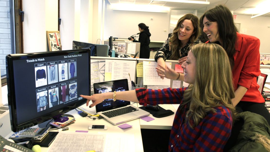 From back, Andrea Praet, Lauren Kaufman and Jaclyn Jones of WGSN put together seasonal trend reports for their clients.