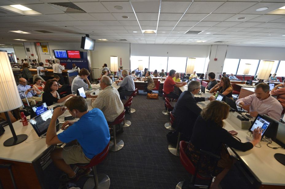 At Delta terminals in New York's LaGuardia and JFK Airports, passengers can peruse mounted iPads and even use them to order food or duty-free goods delivered to their seat.