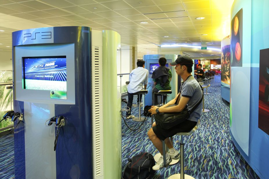 Passengers at Changi can also play games for free in the airport's Entertainment Deck.