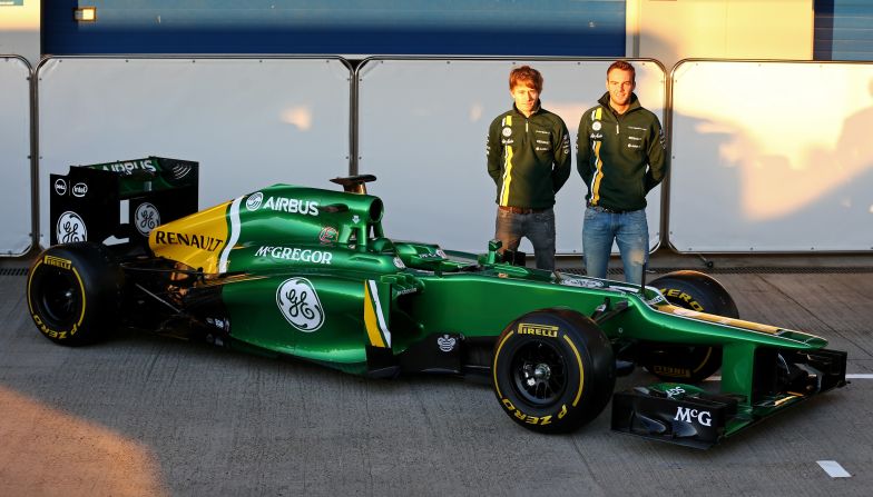 Charles Pic and Dutch rookie Giedo van der Garde launched Caterham's new CT03 car on the first day of preseason testing at Circuito de Jerez on February 5.
