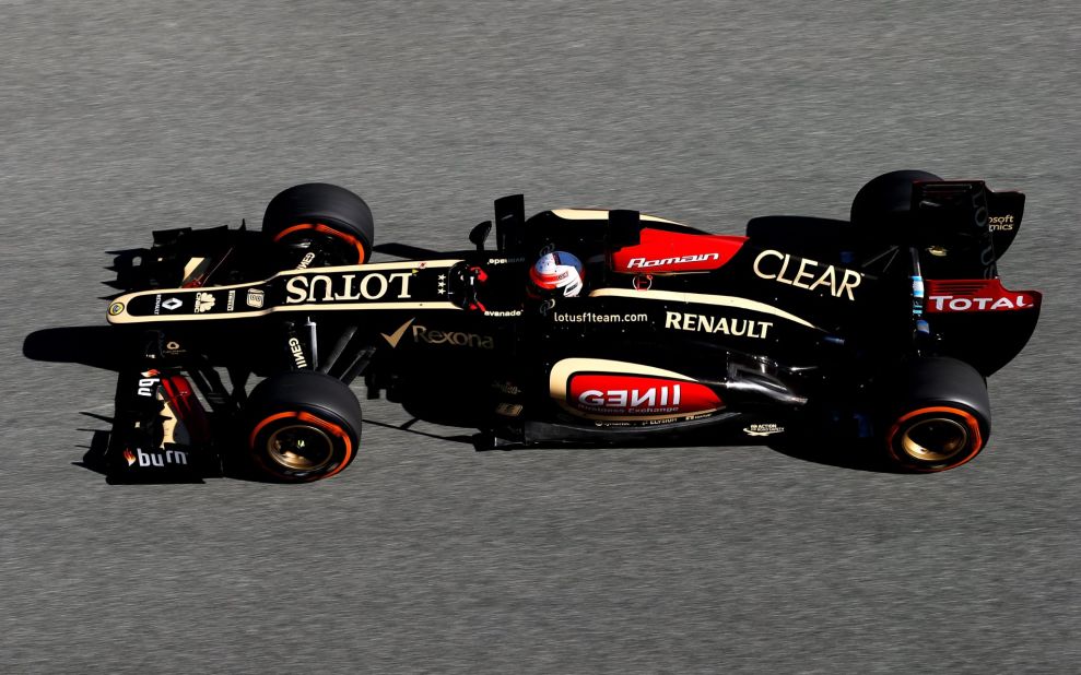 Romain Grosjean was third-fastest on the opening day in Jerez for Lotus, which was the first team to launch its new car -- the E21 -- on January 28. 