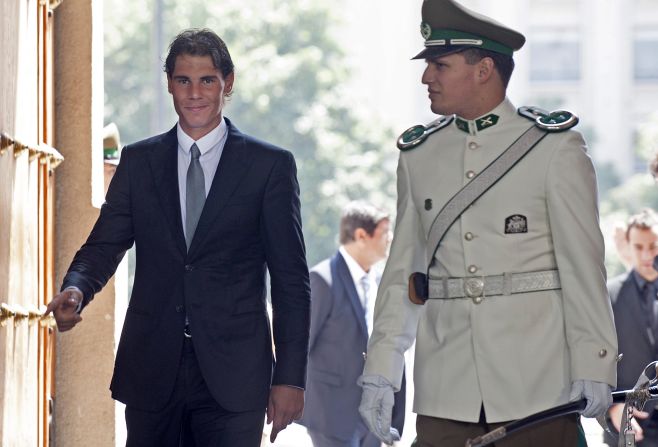 Nadal arrives at La Moneda presidential palace in Santiago on February 1.