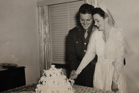 To stay connected, the newlyweds wrote each other as often as they could.  "Darling, I can hear Bing (Crosby) singing over the loudspeaker," wrote Lloyd on July 6, 1944.  "He is singing 'By the Light of the Silvery Moon.' Boy, he can really sing. Marian, remember the old moon down in Mississippi." 