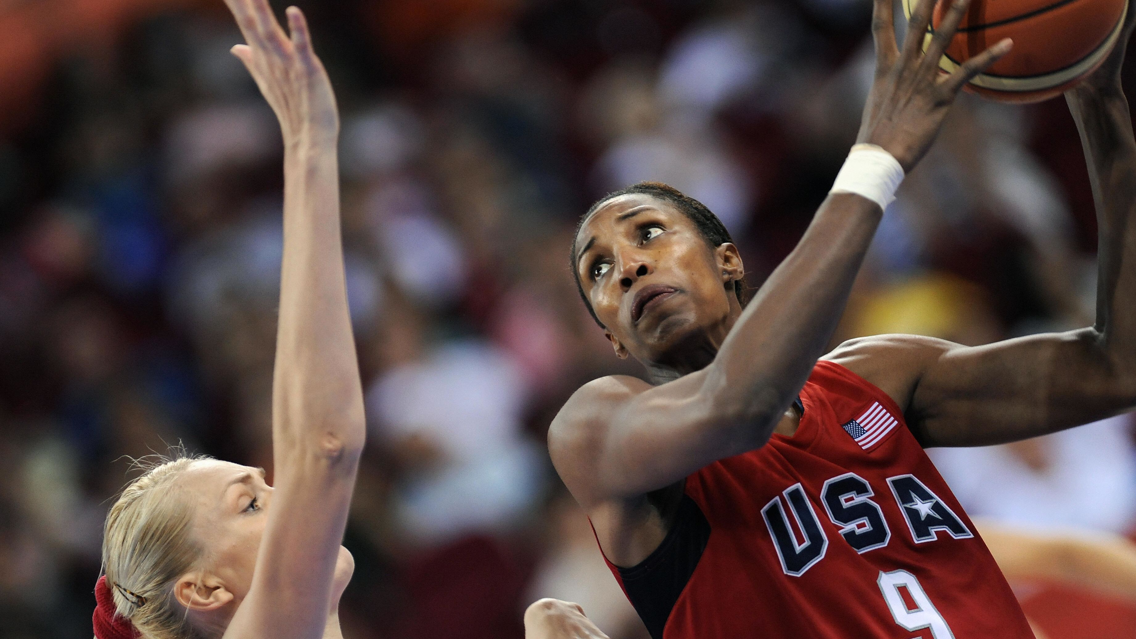 Lisa Leslie goes up for a shot at the Beijing Olympics in 2008. Today,  Leslie is co-owner of the WNBA's L.A. Sparks.