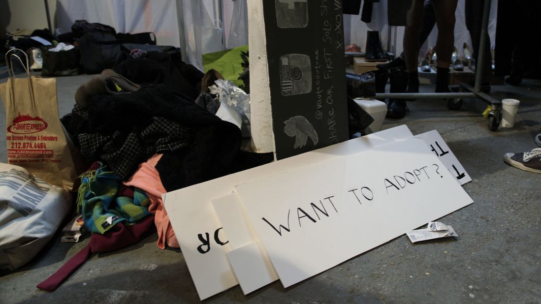 A photo booth at the event included handmade signs reflecting the company's vegan values. If attendees had questions about the use of animals in fashion, experts were available on site.