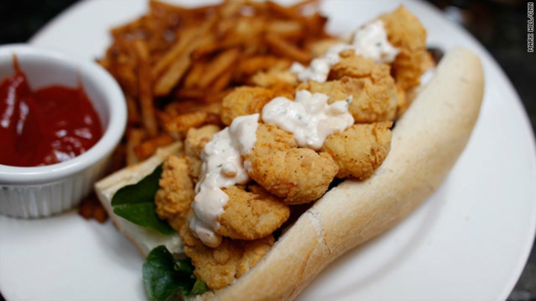 Eat well and frequently with fare such as this shrimp po' boy at Muriel's. 