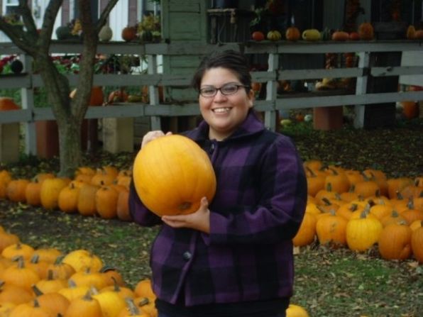 Every year Garcia goes to a pumpkin patch with Monreal to celebrate their anniversary. This photo was taken during their 2009 visit. "I love fall and the month of October," she says.