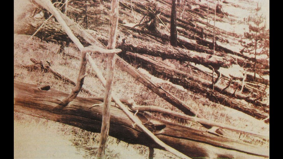 In Tunguska, Siberia, an asteroid is believed to have flattened about 750 square miles (1,200 square kilometers) of forest In 1908 .
