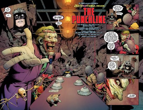 The Joker has been terrorizing Batman and his friends in multiple issues of DC Comics since October. Here, he's kidnapped many of Batman's costumed allies: Robin, Batgirl, Red Robin, Nightwing (the original Robin) and the resurrected Jason Todd, aka the Red Hood.  