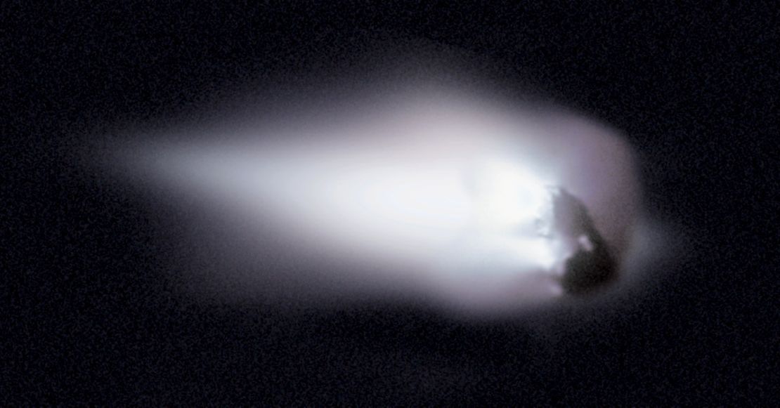 The debris from the Comet Halley's nucleus creates the trail of debris responsible for the Orionids meteor shower.