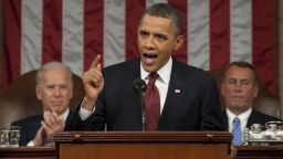 WASHINGTON, DC - JANUARY 24: U.S. President Barack Obama, flanked by Vice President Joe Biden (L) and House Speaker John Boehner (R-OH), delivers his State of the Union address before a joint session of Congress on Capitol Hill January 24, 2012 in Washington, DC. The president made a populist pitch to voters for economic fairness, saying the federal government should more do to balance the benefits of a capitalist society. (Photo by Saul Loeb-Pool/Getty Images)