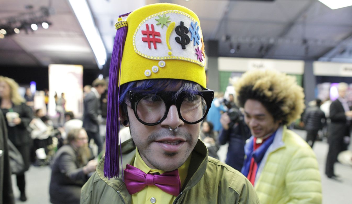 A visitor attends Fashion Week at New York's Lincoln Center on February 8.