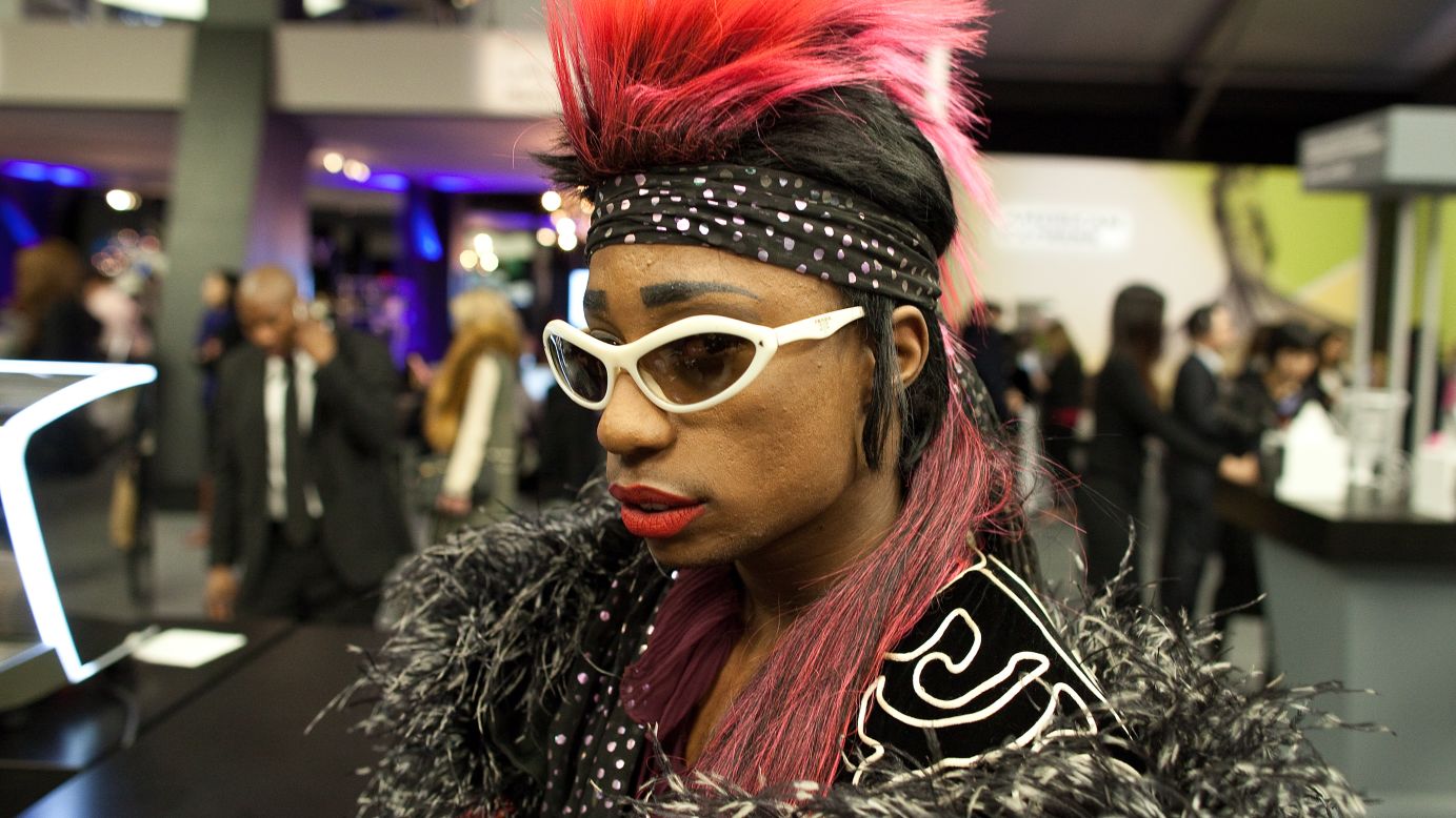 A visitor attends Fashion Week on February 8.