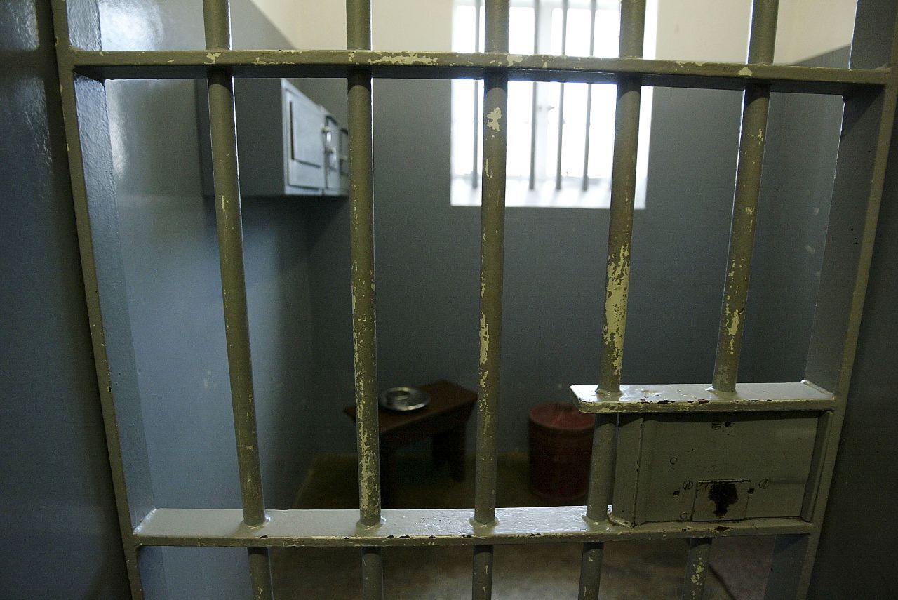 Mandela was held in this prison cell on Robben Island, off the coast of Cape Town, South Africa.