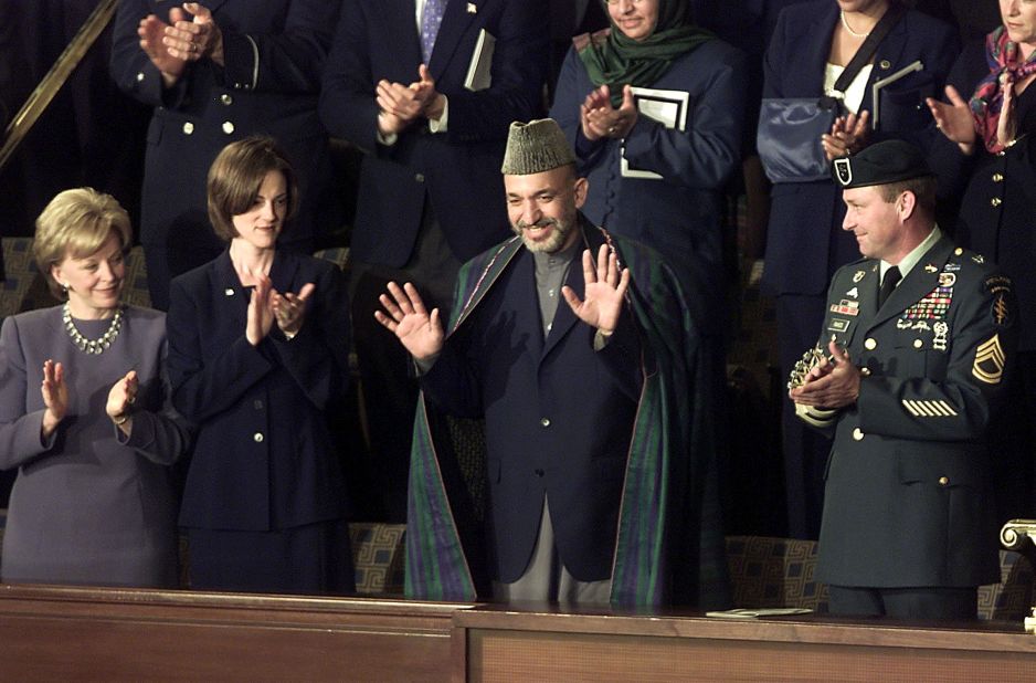 Afghanistan's then-president, Hamid Karzai, was Bush's guest at the 2002 State of the Union.