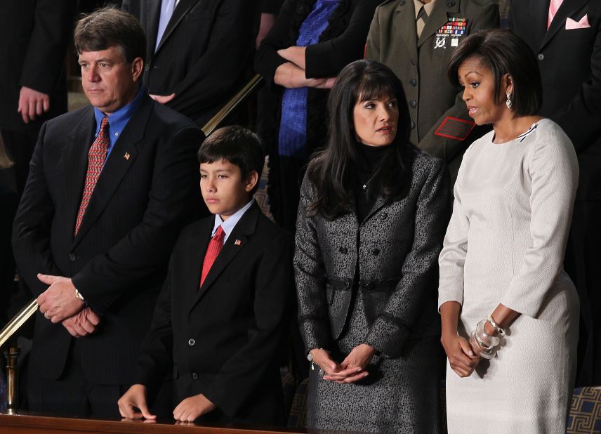 From left, John, Dallas and Roxanna Green were Obama's guests at the 2011 State of the Union. They are the family of the late Christina Taylor Green, who was killed in Arizona by the gunman who shot then-Rep. Gabrielle Giffords.