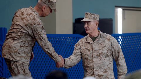 U.S. General Joseph F. Dunford (right) pictured with former NATO commander U.S. General John Allen in Kabul.