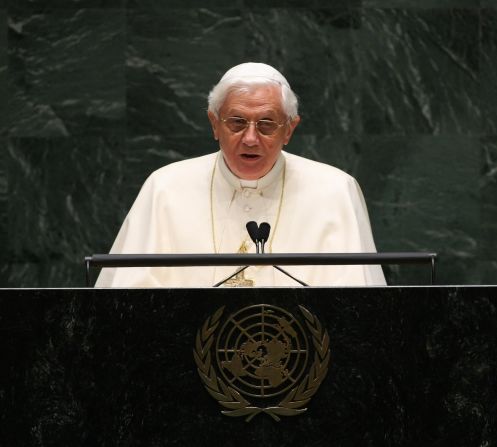 Benedicto XVI habló durante la Asamblea General de las Naciones Unidas en Nueva York en abril de 2008. 