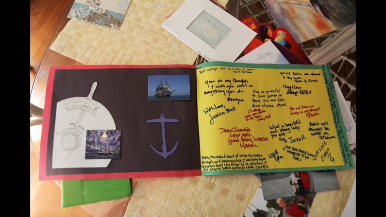 Survivors of the Bounty signed a handmade card for the captain's family. 