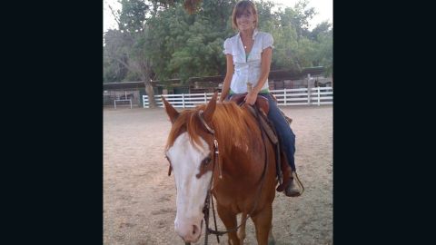 Pearce on horseback, one of her favorite pastimes.
