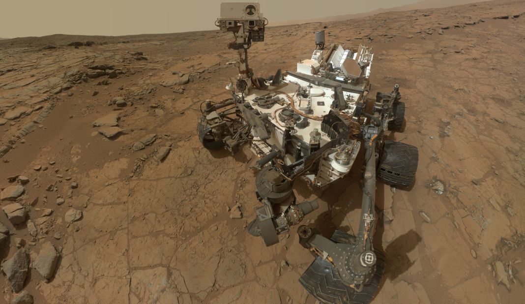 NASA has sent a series of sophisticated rovers to explore the surface of Mars. This is a selfie of Curiosity on the Red Planet.