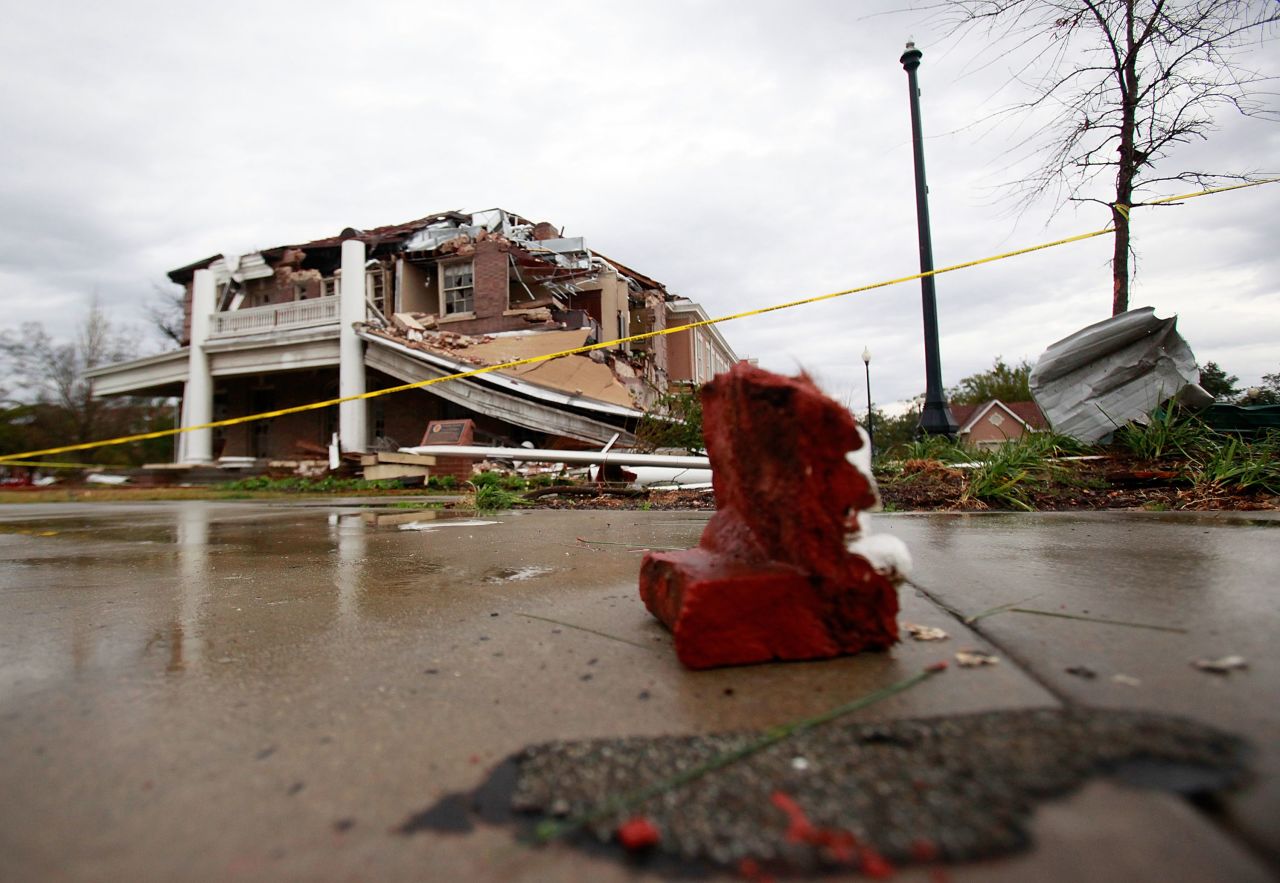 The Ogletree House, part of the Alumni Association at the University of Southern Mississippi, was damaged when the tornado touched down February 10 in Hattiesburg.