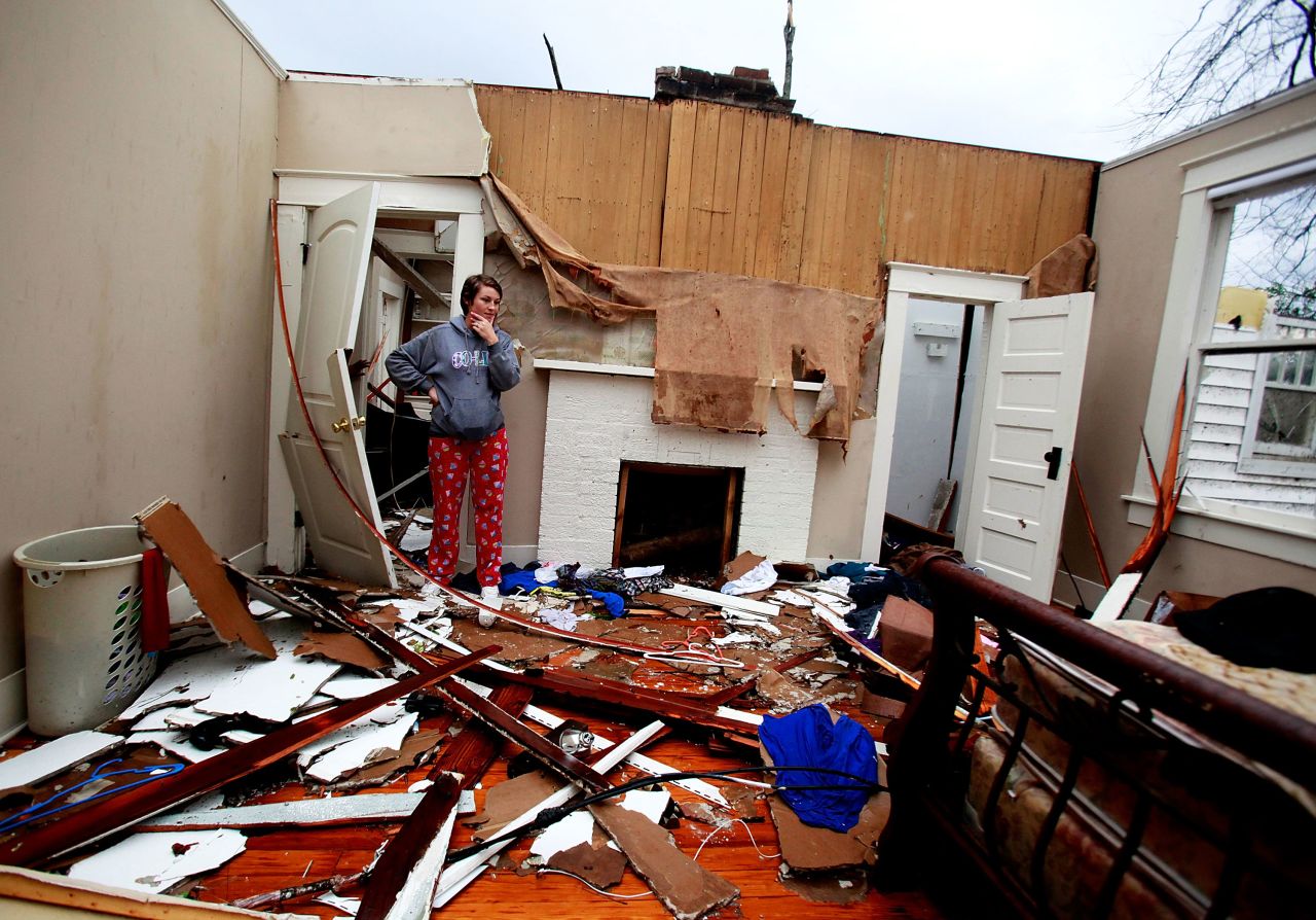 Jordon Williams' bedroom is in ruins on February 11 after the tornado struck Hattiesburg.