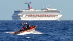 Image #: 21173563    A small boat from the U.S. Coast Guard Cutter Vigorous patrols near the cruise ship Carnival Triumph in the Gulf of Mexico, in this February 11, 2013 handout photo. The cruise ship lost propulsion after an engine room fire on February 10 and was adrift off southern Mexico's Yucatan peninsula. REUTERS/U.S. Coast Guard/Lt. Cmdr. Paul McConnell/Handout (GULF OF MEXICO - Tags: MILITARY SOCIETY MARITIME TRANSPORT TRAVEL)       REUTERS /US COAST GUARD /LANDOV