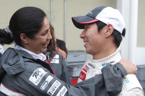 Kaltenborn with Japanese driver Kamui Kobayashi at the 2011 Brazilian Grand Prix. Kobayashi competed for Sauber from 2010 to 2012, but has now been replaced by Esteban Gutierrez and Nico Hulkenberg. 