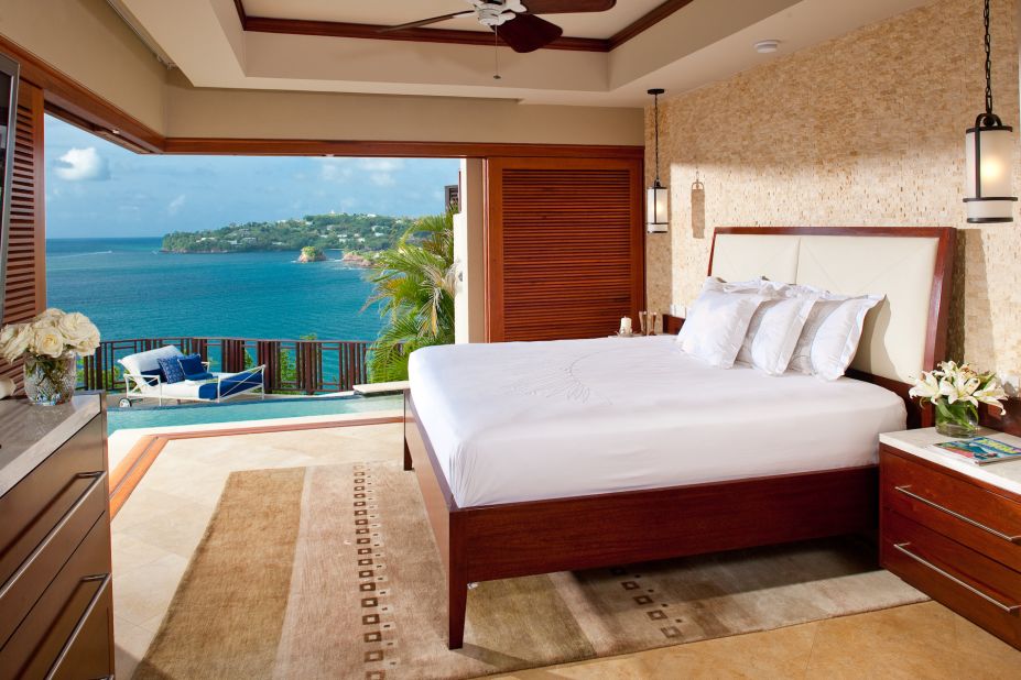 Check into a room with a romantic view at the couples-only Sandals La Toc Golf Resort & Spa in St. Lucia.