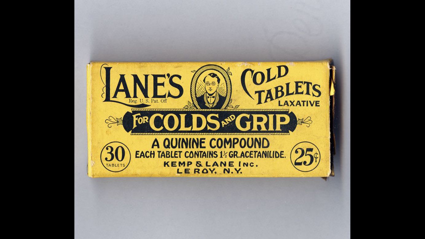 The packaging says: "Successfully used in the treatment of colds, grip, headache and as a gentle laxative for the bowels." It was made sometime after 1927.