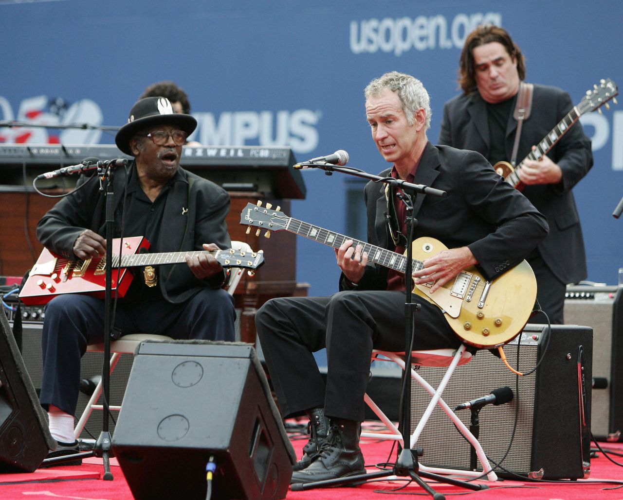 "American Pie." McEnroe is a keen musician, and is seen here performing with legendary guitarist Bo Diddley during  the U.S. Open in 2005. As well as Don McLean's 1970s classic, he's also a big fan of the Black Keys and Foo Fighters.