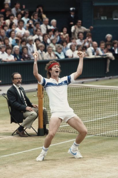 John McEnroe celebrates the first of his three Wimbledon titles after defeating Bjorn Borg in 1981. McEnroe's serve-and-volley game is nearly extinct from modern tennis due to slower courts and more powerful strokes, according to Professor Rod Cross of Sydney University. 