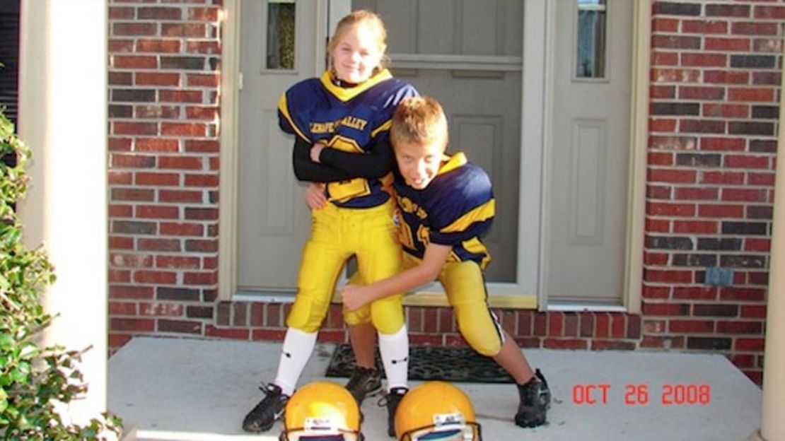 Caroline's older brother, George, 14, inspired her to become a football player when she was 5.