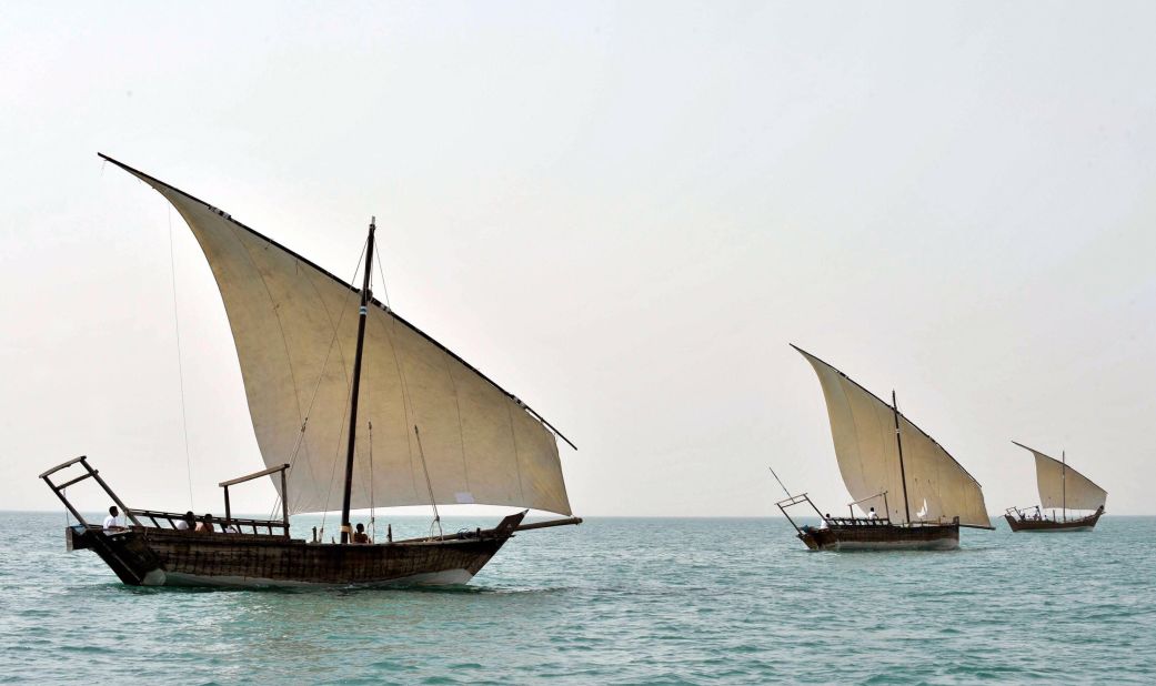 Adventurous couples may choose a pearl diving expedition in Bahrain on a  traditional wooden sailboat -- called a dhow.