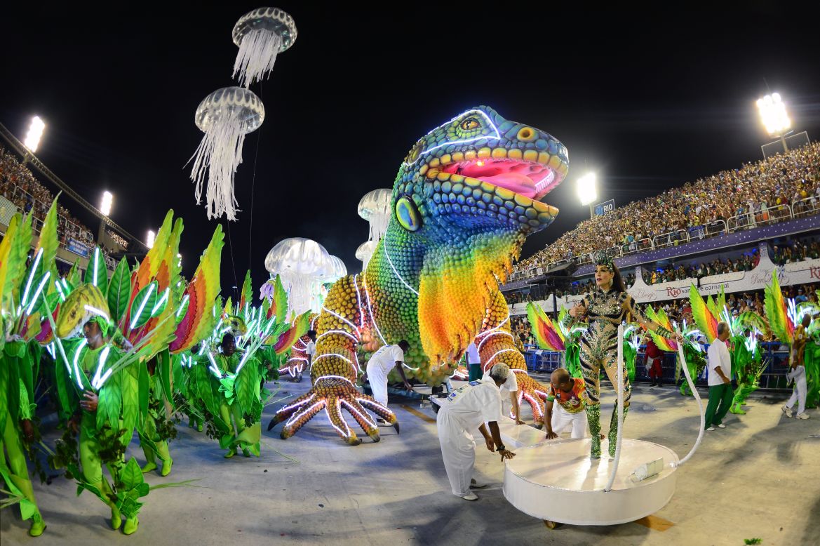 Among the more colorful processions was this one from the Academicos do Grande Rio samba school. The Sambodromo was built specifically for the parade by famed Brazilian architect, the <a href="http://edition.cnn.com/2012/12/06/world/americas/brazil-niemeyer-obit">late Oscar Niemeyer</a>. The venue was inaugurated in 1984 and fits about 90,000 spectators.