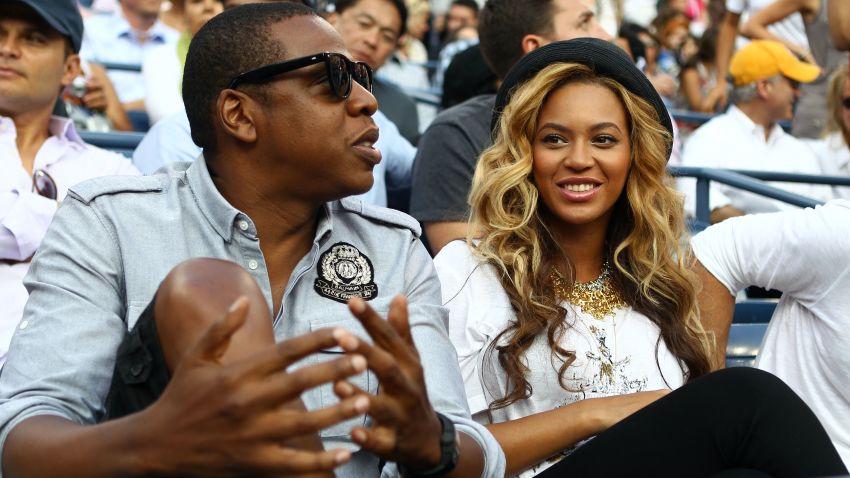 Jay-Z and Beyonce watch Rafael Nadal of Spain and Novak Djokovic of Serbia play during the Men's Final on Day Fifteen of the 2011 US Open at the USTA Billie Jean King National Tennis Center on September 12, 2011 in the Flushing neighborhood of the Queens borough of New York City. (Photo by Clive Brunskill/Getty Images)