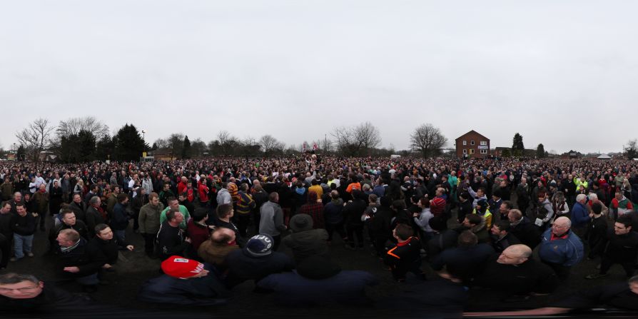 The brutal 'no rules football' is played on Shrove Tuesday -- the day before Lent -- and the succeeding Ash Wednesday -- the first day of Lent.
