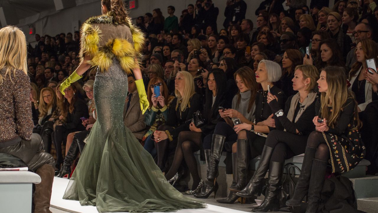 Guests watch the Dennis Basso show on February 12. Basso is one of America's premier fur designers.