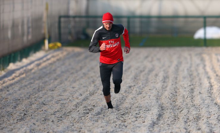 Beckham takes to the sand as he steps up his training regime. Running on sand has several long-term benefits which includes strengthening the lower body muscles, burning more calories and is supposed to be easier on the joints as opposed to grass.