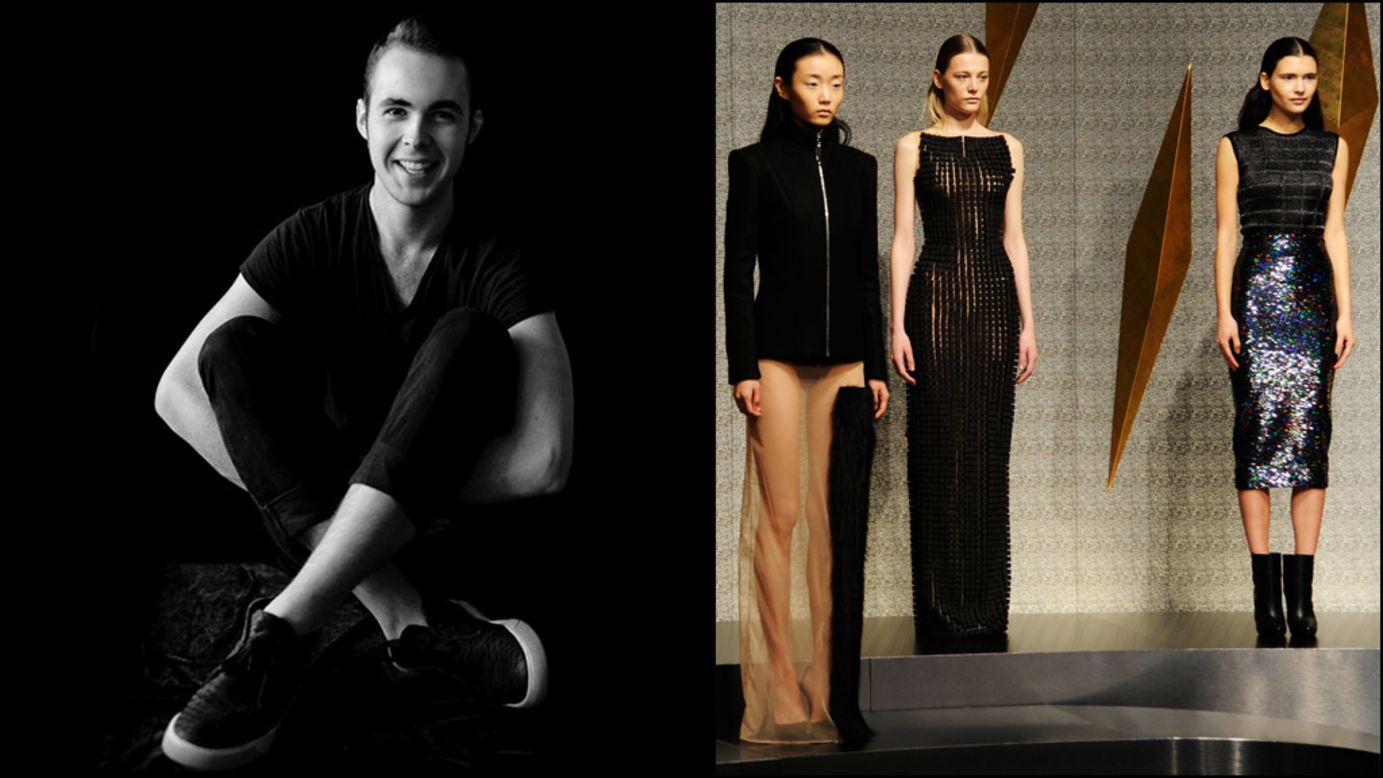 Mathieu Mirano has been dubbed the "mad scientist" of Fashion Week, and for good reason: In his fall/winter 2013 collection, he took a classically shaped black pencil skirt and embellished it with pieces of meteorites. At 21, Mirano is one of the youngest designers ever to show at Lincoln Center.