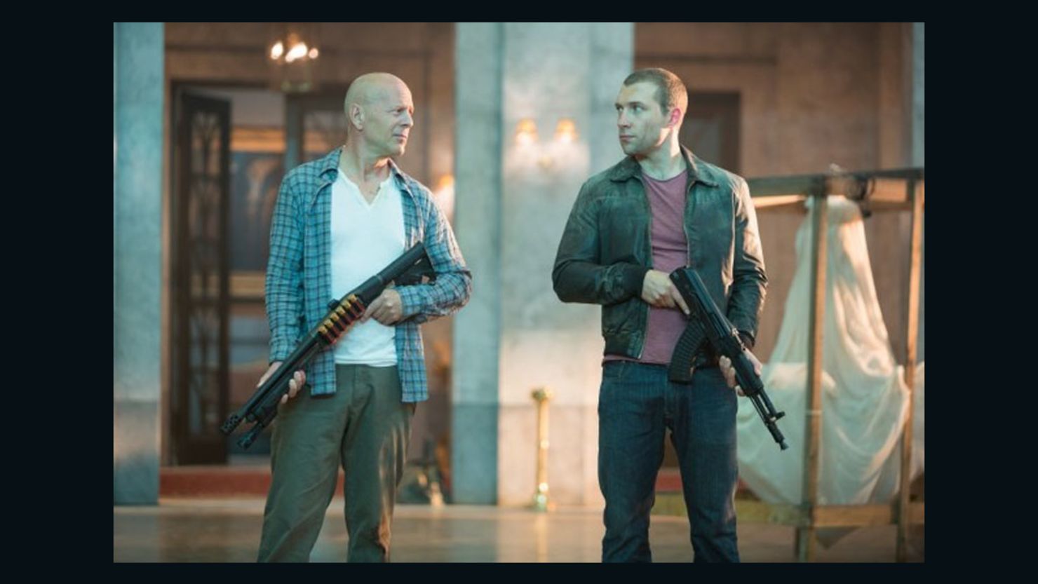 Bruce Willis stars as John McClane and Jai Courtney stars as Jack McClane in "A Good Day to Die Hard."

