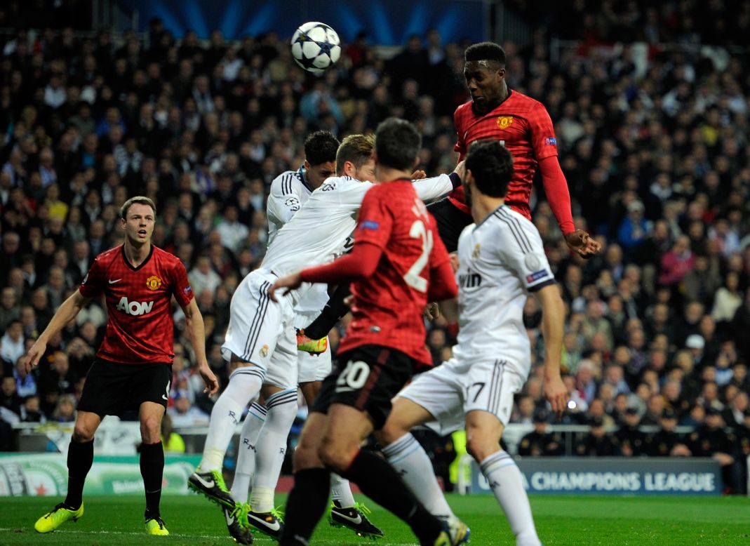 After a rocky opening period in which Real hit the post, United shocked the home crowd by taking a 20th minute lead through Danny Welbeck. The England striker rose highest to meet Wayne Rooney's corner and head the ball inside the far post to spark wild celebrations amongst the visiting supporters.  