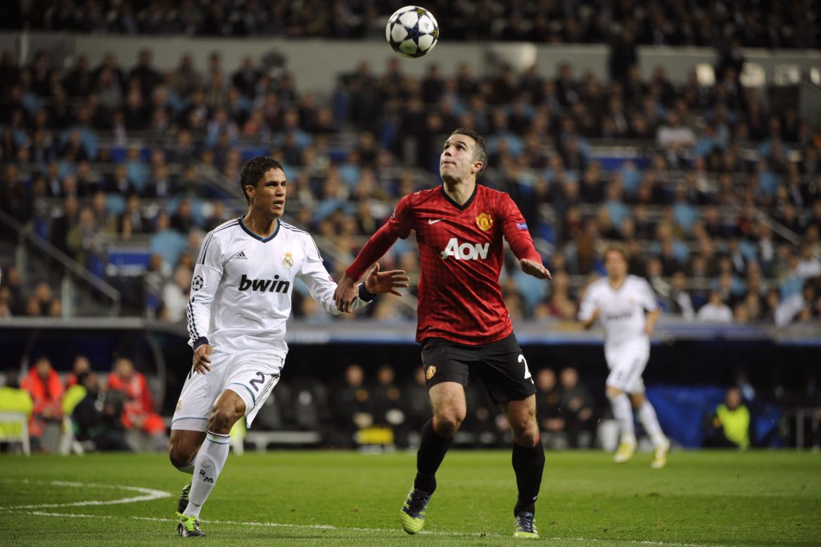 United's Robin van Persie had two glorious opportunities to win the game for United in the second half, one which was turned onto the crossbar by Diego Lopez and another which was kicked off the line by Xabi Alonso.