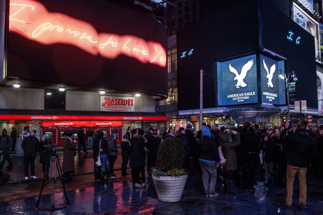 The title of the show, "I Promise to Love You," is a promise from the artist to love New York City, as well as individul promises to love one another, according to her website.