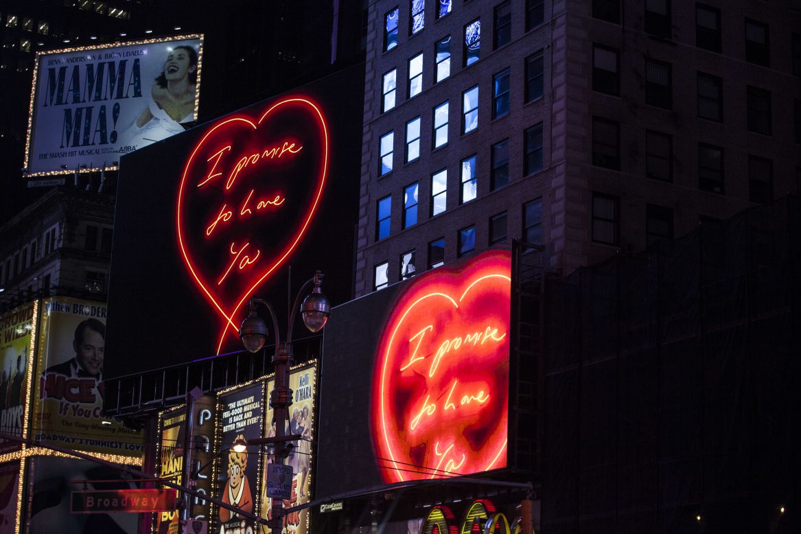 British artist Tracey Emin is known for pushing the boundaries, and her latest project is no exception. A series of Emin's valentines are currently being shown every night amidst the bright lights of New York's Time Square.